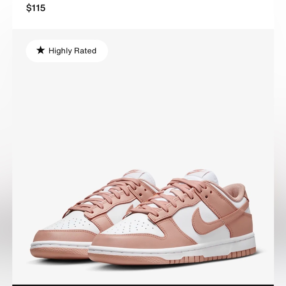 NWT Nike Dunks • Low Top • White/Rose Whisper. Season staple